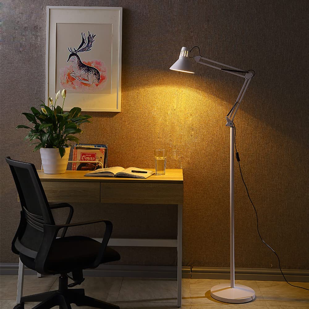 Makilight LED Floor Lamp, 12W, Arm-Mounted, 3-Color Temperature Setting, Stepless Dimming, Includes LED Bulb, Floor Stand, Ambient Lighting, Retro