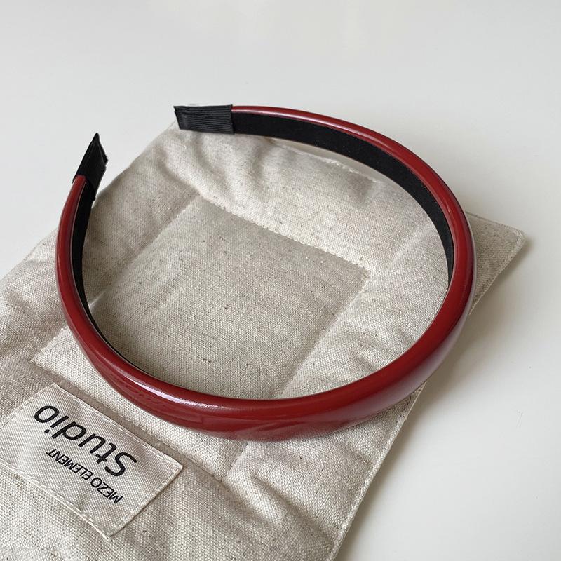 2024 Ретро Красный Кожаный Обруч Для Волос Для Женщин - Дизайн Высокий Череп, Аксессуар Для Умывания Лица, Элегантная Отбеливающая Заколка Для Волос