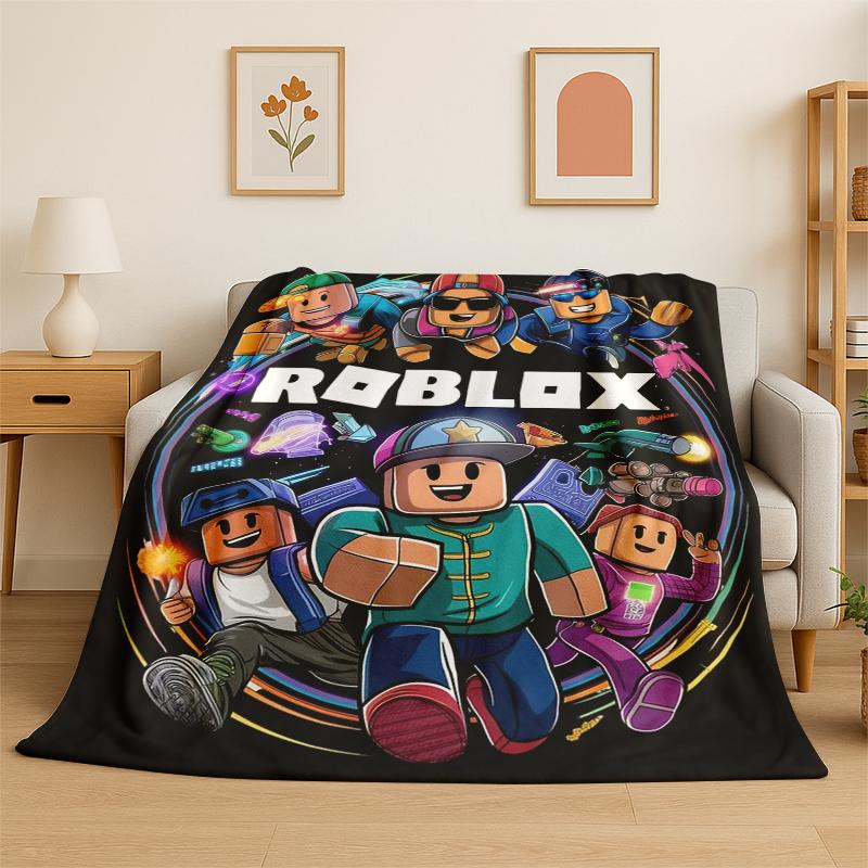 Мультяшное одеяло из фланели для игры R-Robloxs, мягкое и теплое плед-покрывало для спальни, гостиной, кровати, путешествий, кемпинга, пикника, подарок