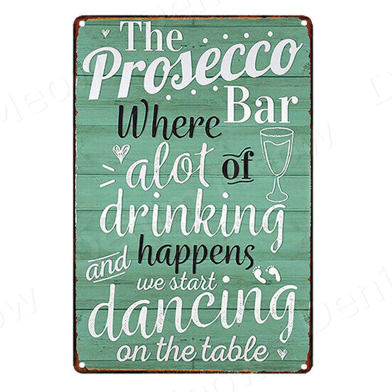 Prosecco OClock Vintage Poster Prosecco Cocktails Metal Tin Signs Pub Bar Decoration Prosecco Princess Wall Art Decor N
