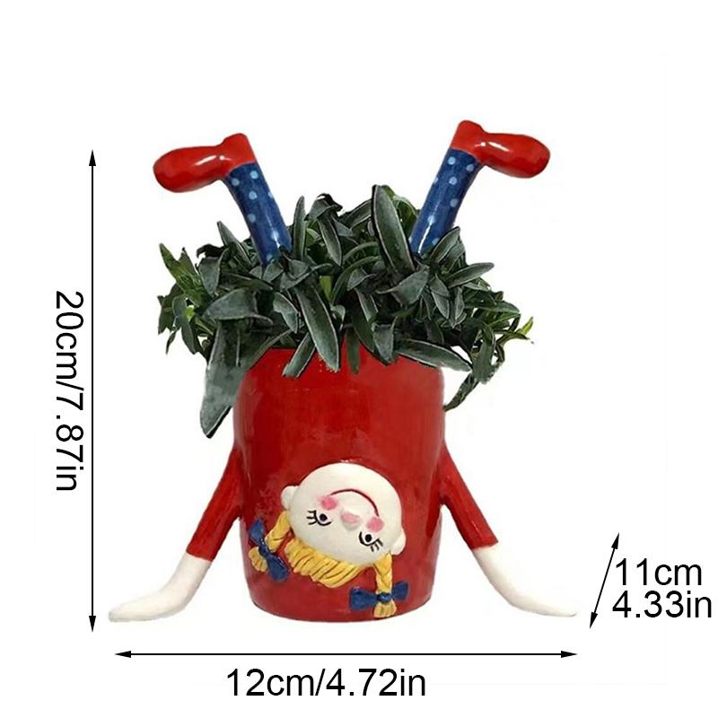 1 шт. Перевернутая девушка, причудливая, забавная, игривая, скульптура из смолы, креативный декор для сада, кашпо, горшок для растений 12x11x20 см