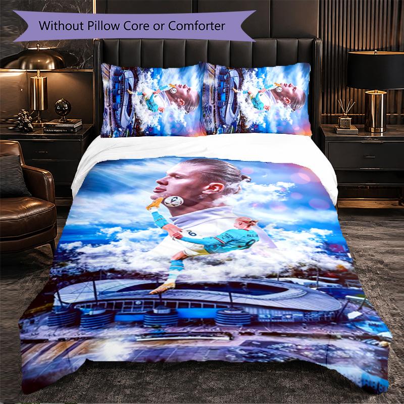 Erling Haaland Themed Bedding 3Pcs Duvet Cover Set Decorative Bed Linen For Teen Room Home Decoration