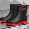 Men's Rain Boots Fashion Mid Calf Rubber Boot Non Slip Fishing Boots for Men Waterproof Outdoor Middle Tube Cycling Rubber Shoes