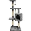 PALOMA Dark Grey Cat Tree 40 X 40 X 114cm - 3 Platforms, 1 Rope, 1 Den, Scratching Posts