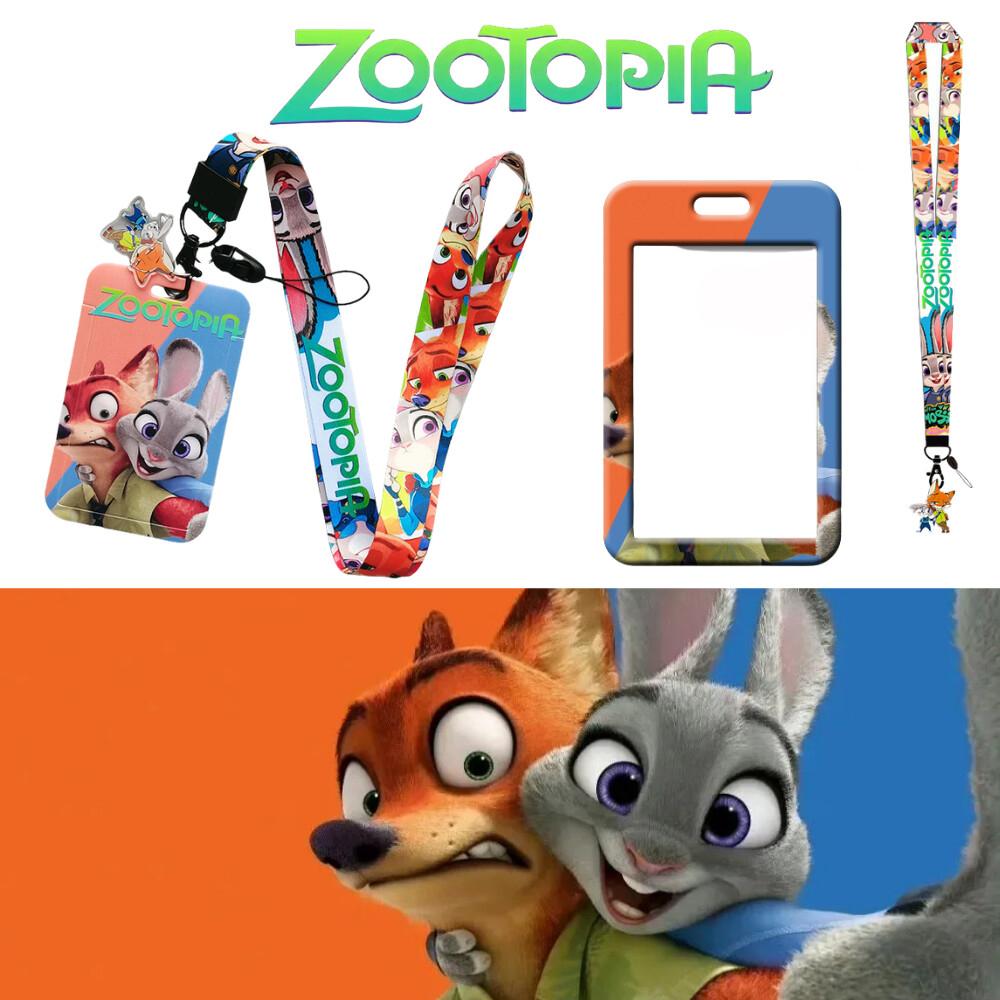 Zootopia Anime Card Holder, Bus & Metro Pass Case With Polyester Lanyard For Students