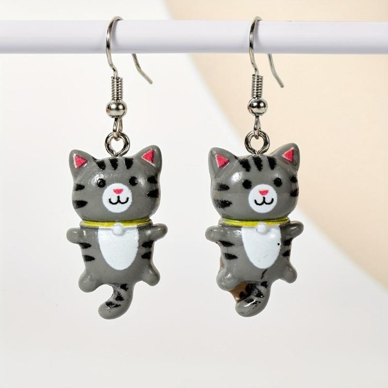 Trendy Cute Resin Cat Ear Hook Cartoon Girl Cat Earrings Sweet and Fresh Colorful Cat Earrings