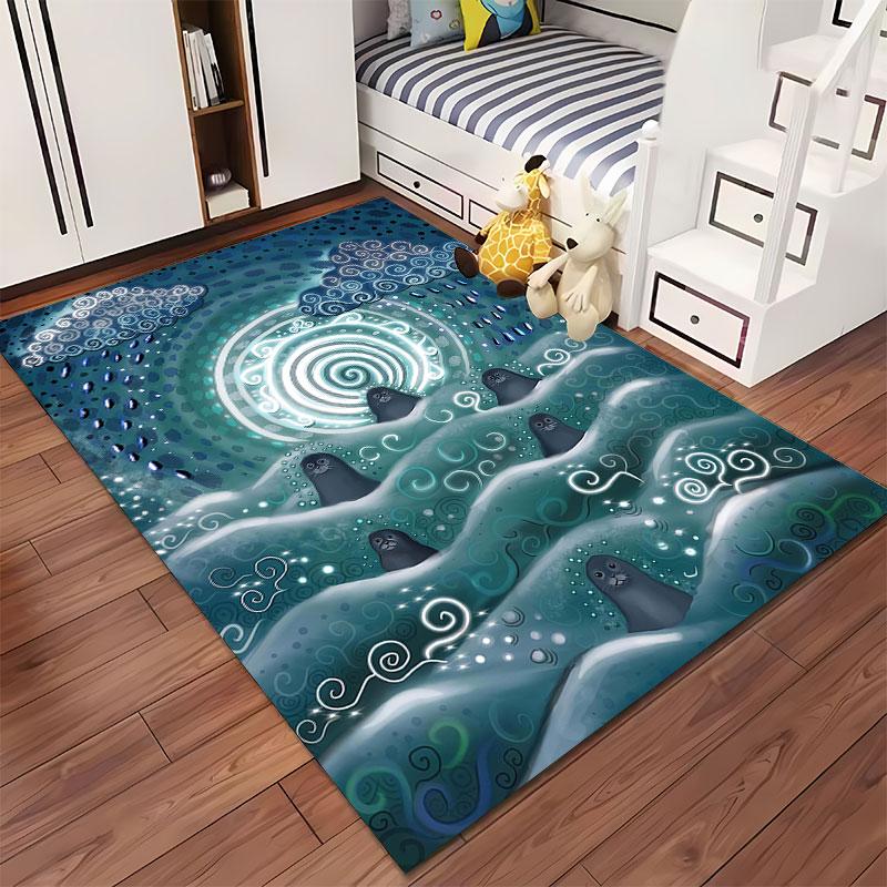 Seal Ocean Waves Fantasy Art suitable as a non-slip mat for the living room or bedroom sofa