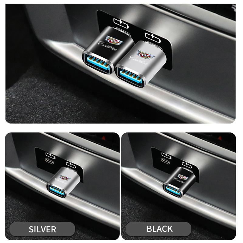Мини-конвертер-адаптер для зарядки с интерфейсом USB Type-C на USB-A для Cadillac Логотип Escalade CTS ATS SRX XTS XT5 STS CT5 CT6 BLS XLR
