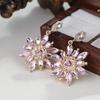Elegant French Pink Flower Earrings - Light Luxury High-End Silver Needle Jewelry for Women.