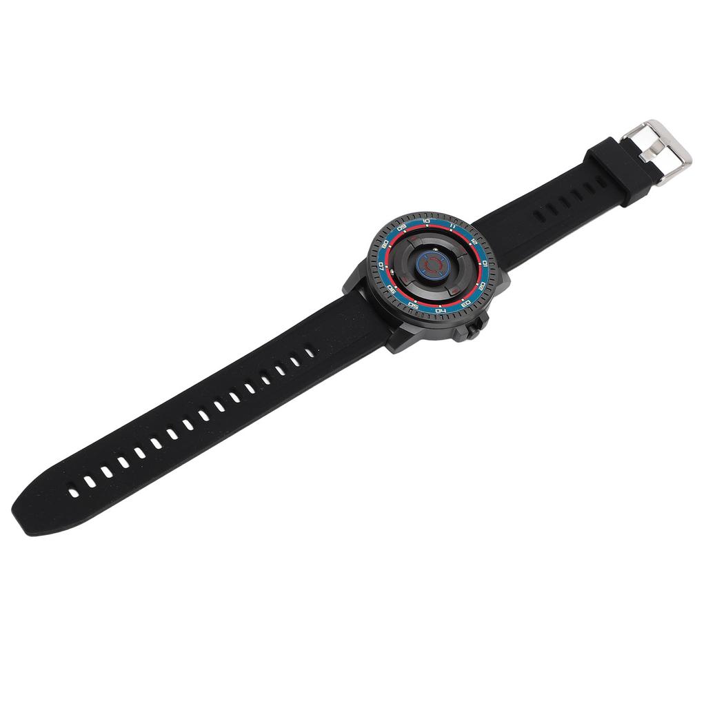 Magnetic Suspension Watch Unisex Cool Waterproof Quartz Wrist Watch for Couples with Black Shell Red Blue Circle