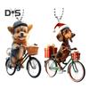 Украшения для рождественской елки, реалистичный щенок, едущий на велосипеде, подвеска, 2D, плоская, с двойной печатью, акриловое подвесное украшение для елки, домашний декор