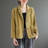 Women Corduroy Jacket Vintage Casual Coat Long Sleeve Loose Single Breasted Blazers Autumn Slim Outwears Female