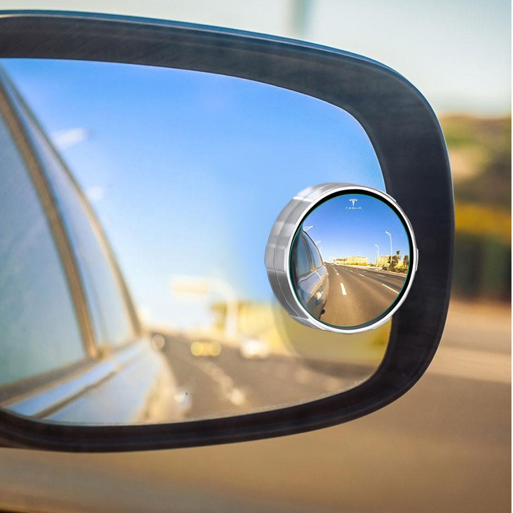 CQPKJ1 2Pcs Round Frame Convex Blind Spot Mirror Reversing Mirror For Tesla Model 3 Model S X Model Y Roadster SpaceX Cybertruck Coil