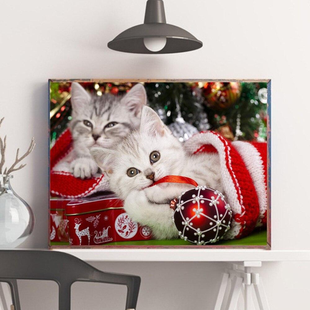 Алмазная вышивка котята, стразы квадратные