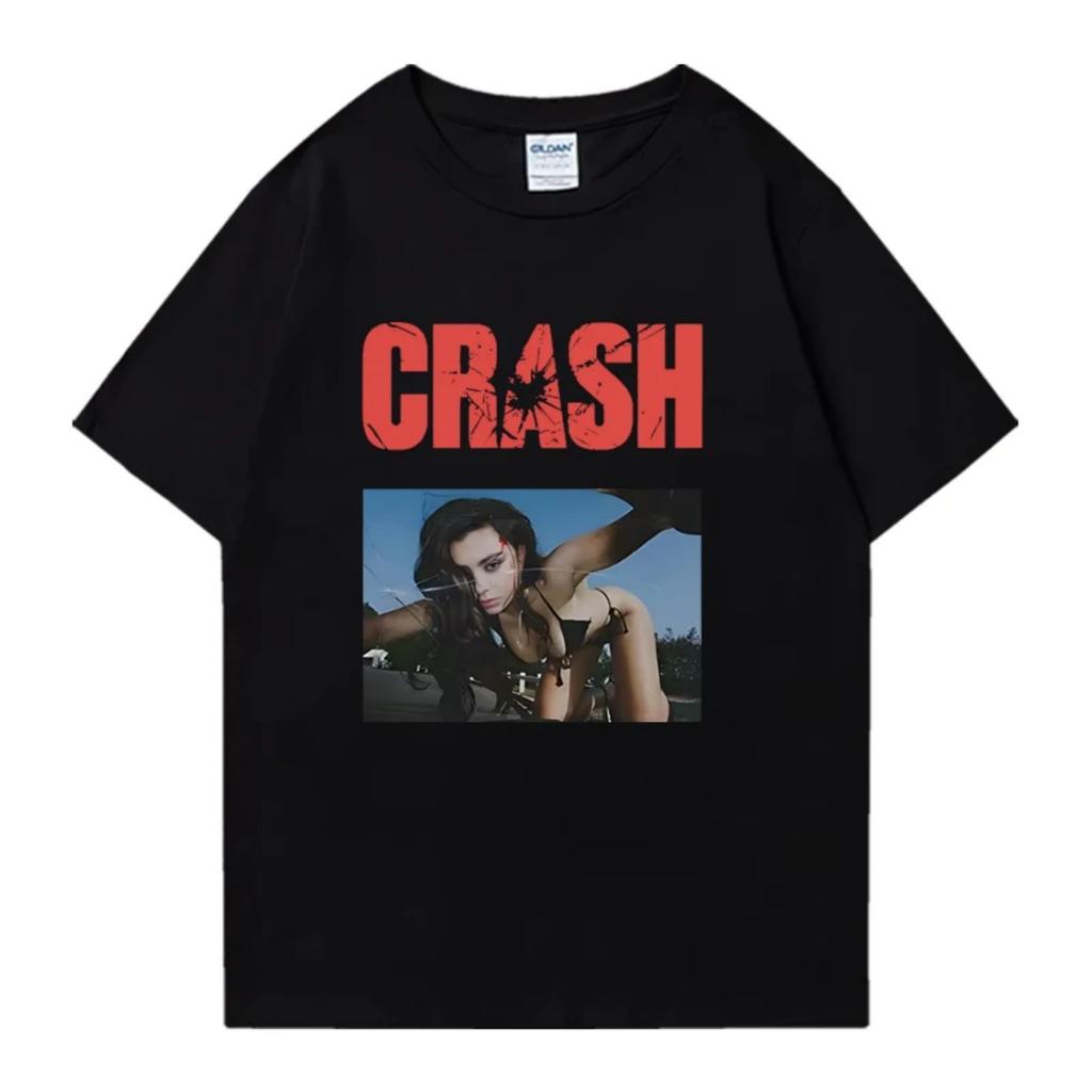2025 Горячий Новый Charli XCX CRASH Футболка с Круглым Вырезом Оверсайз Летние Короткие Рукава Мужские Женские 100% Хлопок Большие Размеры Топы