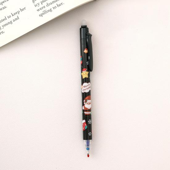 Рождественская гелевая ручка со стираемым наконечником 0,5 мм, выдвижным стержнем и ластиком. Праздничные школьные и офисные принадлежности.