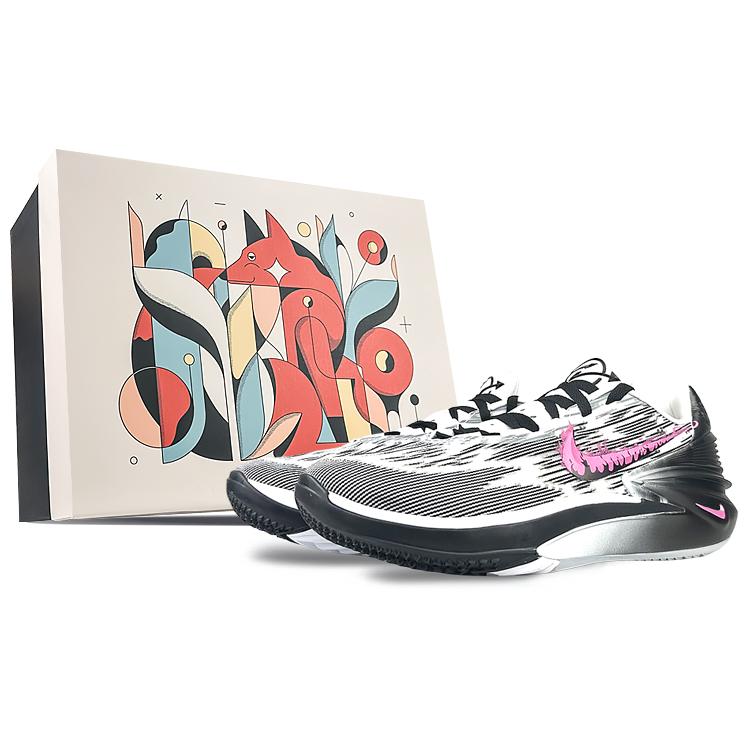 Nike Эйр Зум GT. Кроссовки для баскетбола низкие, 2 амортизирующих слоя, износостойкие, унисекс, Черный/Розовый FJ8914-100(Team40-S-BOX)