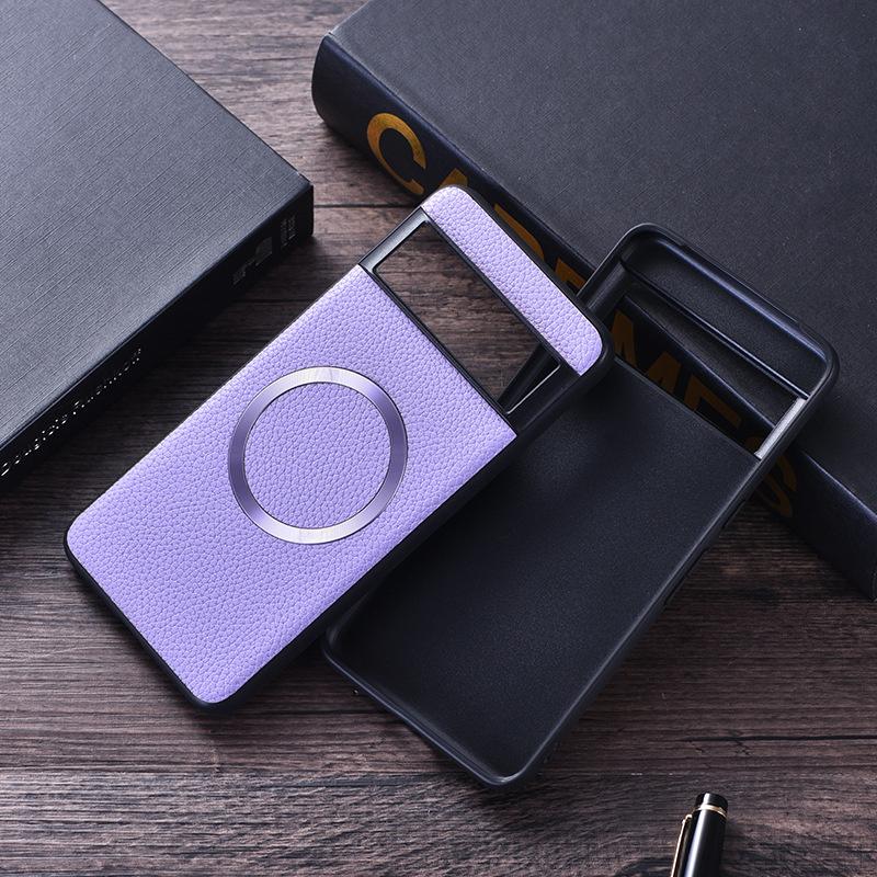 Чехол для телефона Lychee Leather Magnetic для Google Pixel 9 Pro XL для Magsafe Magsafeing Cover для Pixel 9 Pro XL 8a 7 6 Pro Holster Защитная задняя крышка