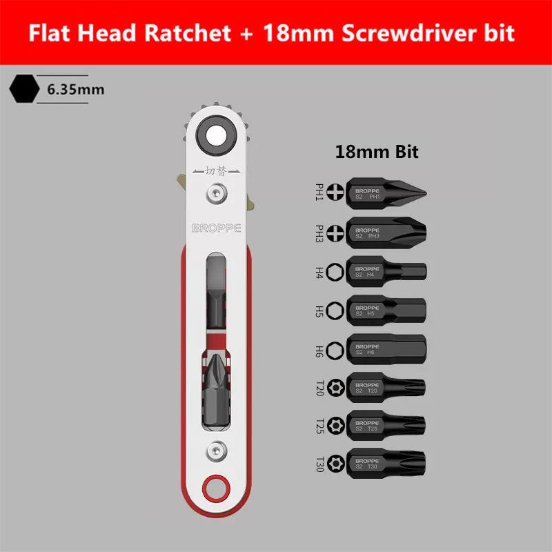 BROPPE Набор магнитных двусторонних отверток с храповым механизмом, прямоугольный 1/4 дюйма, шестигранный хвостовик, поворотная головка с трещоткой для узкого пространства, сделай сам