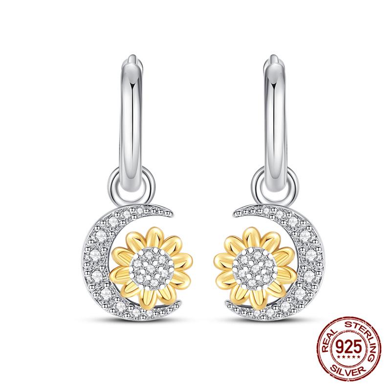 Original 100% S925 Silver Sunflower K Gold Pendant Earrings Iris Earrings Ladies Birthday Anniversary Gift