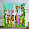 Forest Animal Cartoon Printed Curtains Kids Room Bedroom Living Room Kitchen Curtains Home Decoration 2 Pieces