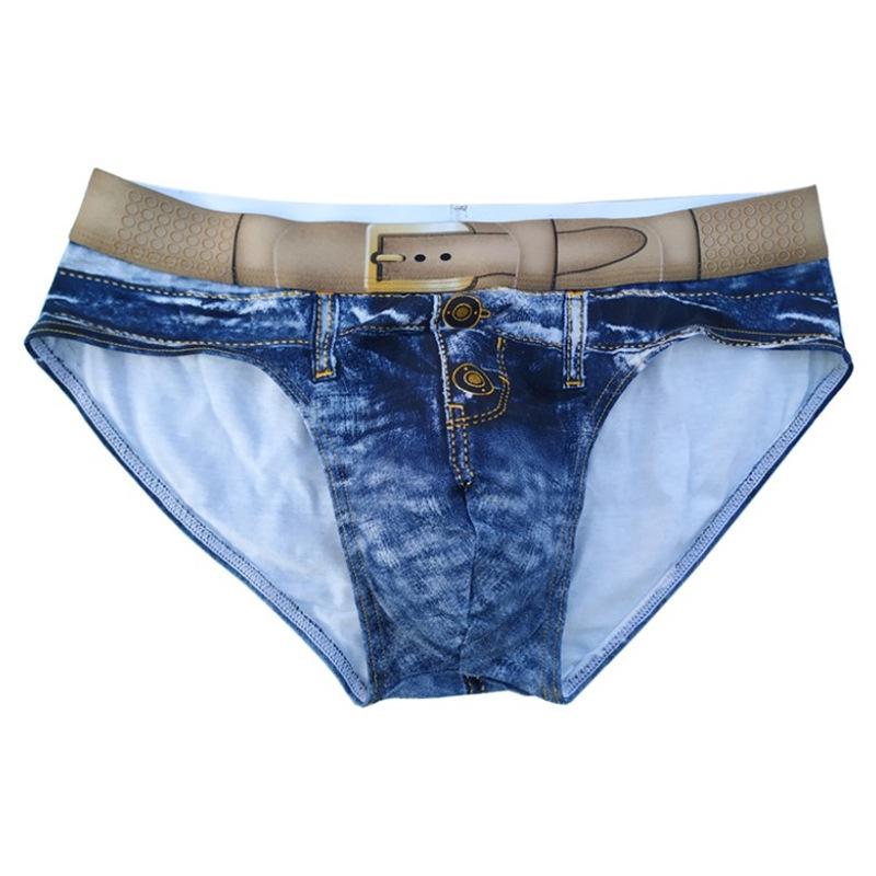 Мужские 3D хлопковые трусы-слипы из искусственного денима - Дышащее и стильное нижнее белье