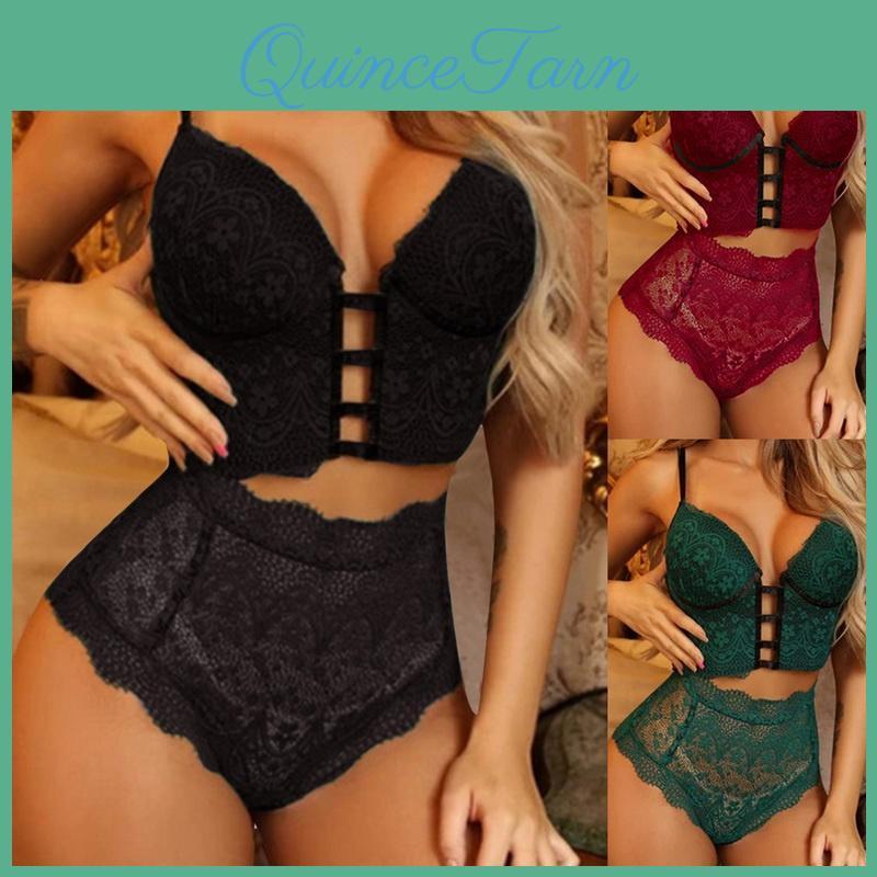 Women Set Sexy Lace Lingerie Underwear Bra Bandage Hight Waist Panties Bra Party Set Underwear Lace Lingerie Set