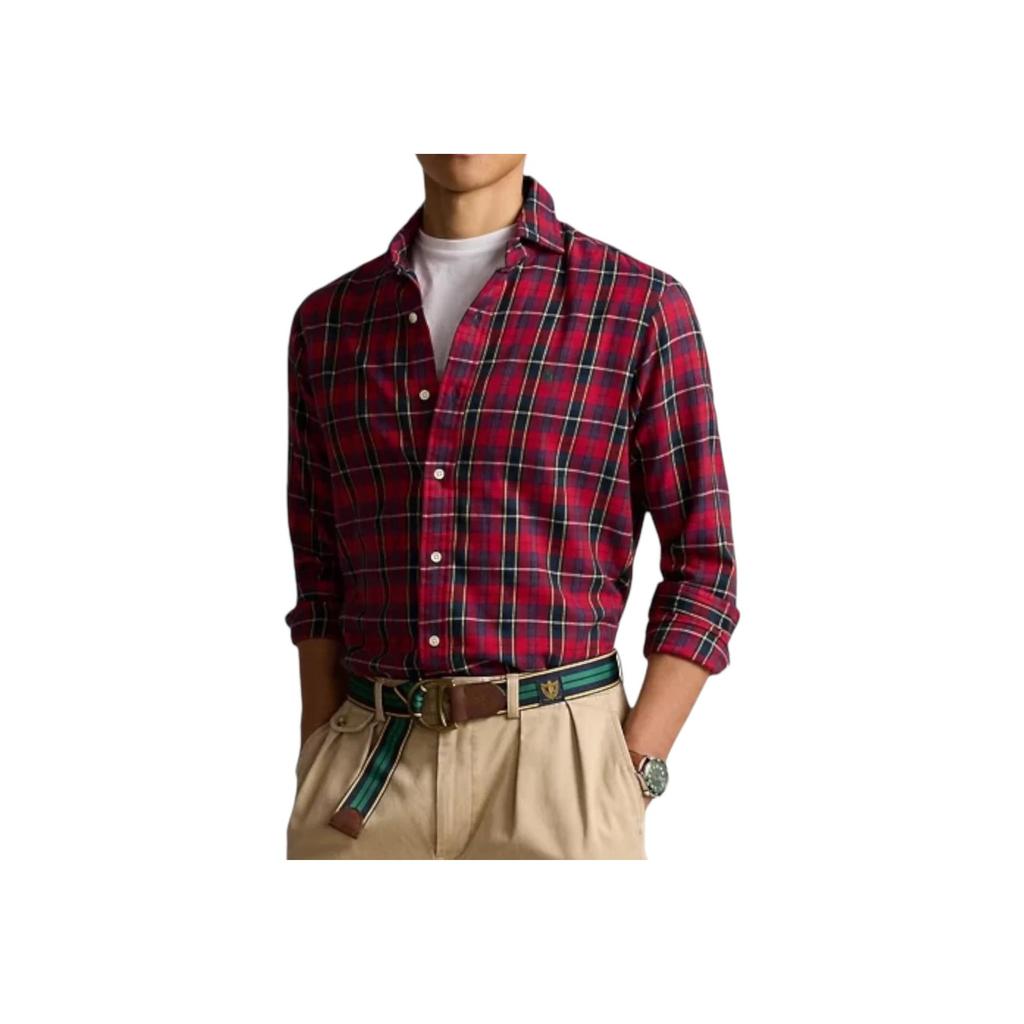 Polo Ralph Lauren клетчатая твиловая рубашка на пуговицах с длинным рукавом мужские рубашки красные 710922281-004