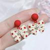 1 Pair Cute Elegant Women Earrings Faux Pearl Bow Knot Drop