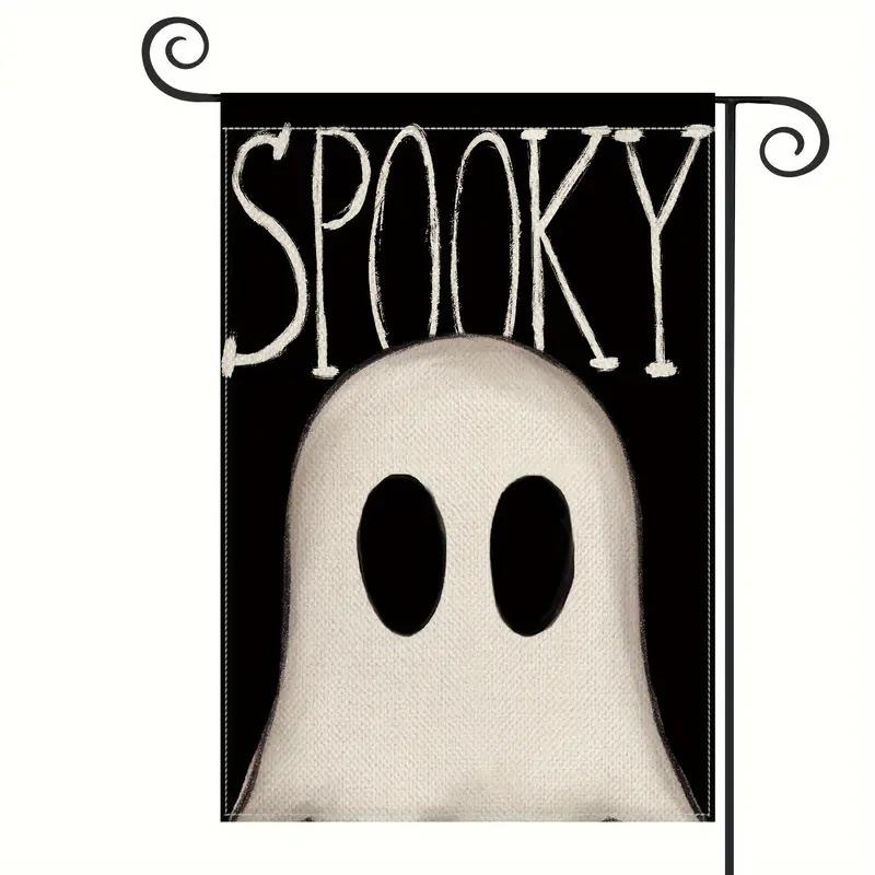 1pc Happy Halloween Garden Flag Cute Ghost Pumpkin Print Suitable for Halloween Yard Outside Decoration No Flag Pole 12X18 Inch