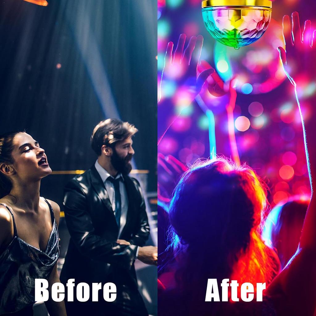2 Pack Disco Ball Light Disco Ball Diffuser Colorful Rotating Magic Ball Lamp Bulb Rotating Stage Plug in Rotating Stage Lights with E27 Sockets LED