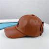 PU Leather Pilot Glasses Hat Personality Peaked Cap Simple Sunhat Women