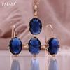 Oval Blue Artificial Zircon Earring Ring Pendant Necklace Perfect Combination Set The Best Christmas Gift Set