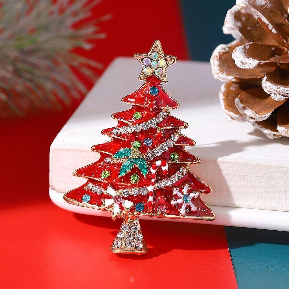 Set with Diamonds Colorful Christmas Pins Enamel Brooch Pin Gifts Christmas Tree Brooches