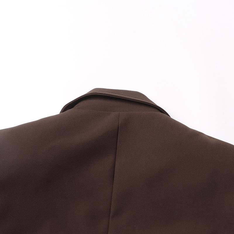 British Commuter Style Solid Color Lapel Long Sleeve Suit Jacket for Women - 2025 Spring Collection
