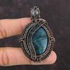 Neon Apatite Pendant Copper Wire Wrapped Pendant Labradorite Gemstone Pendant Copper Wire Wrap Jewelry Handmade Amazing Pendant Gift For Her