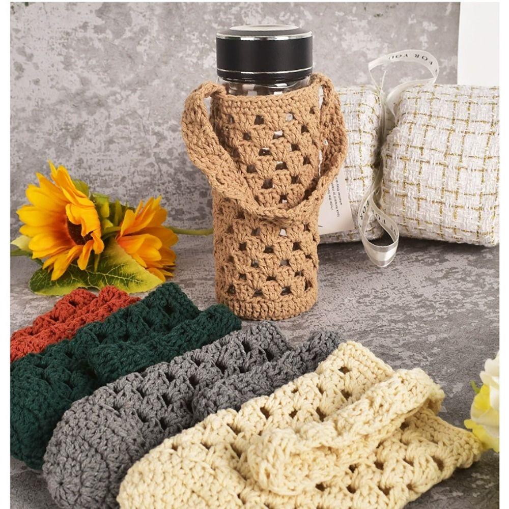 Reusable Water Cup Sleeve Knitted Water Bottle Bag Replacement Cup Pouch