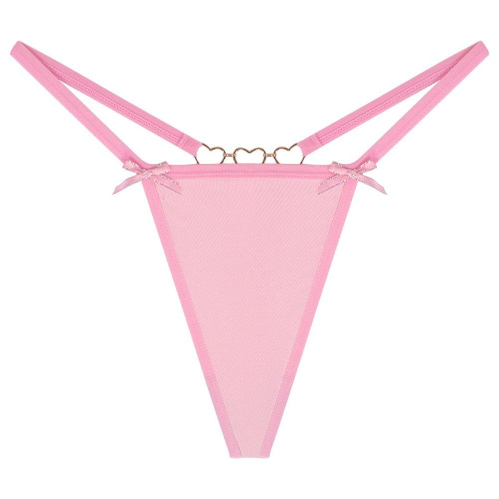 Solid Color Sexy G-String Heart Buckle Traceless Briefs Seamless Bow Thong Lady