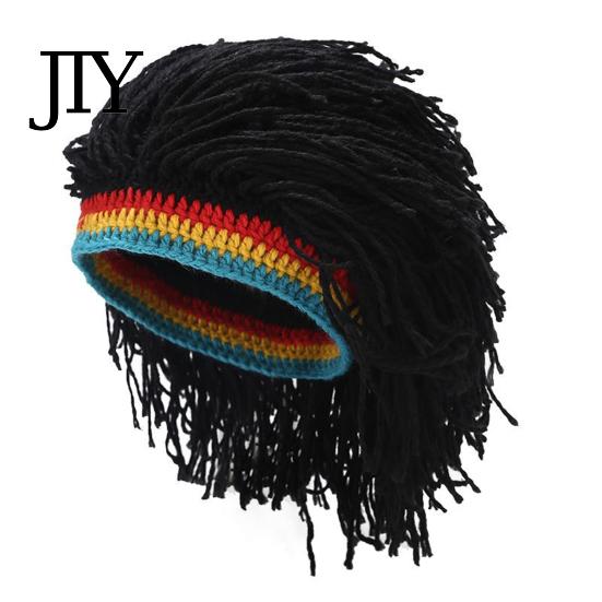 Unisex Dreadlock Hood Hip Hop Style Hat, One-Piece Wig Knit Boys And Girls Street Dreadlocks Cap, Music Festival Hat for Parties Festivals Halloween