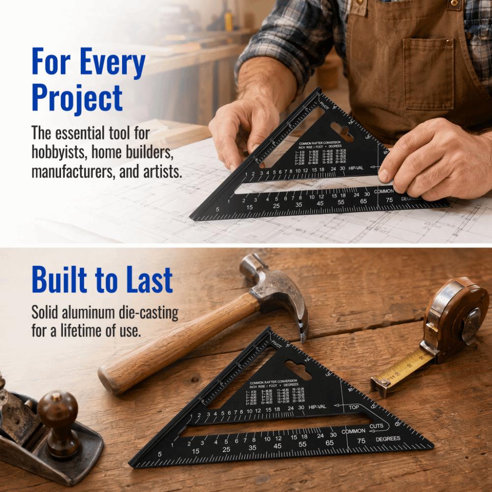90/45 Degrees Angle Aluminum Alloy Rafter Square Metal Triangle Ruler For Woodworking