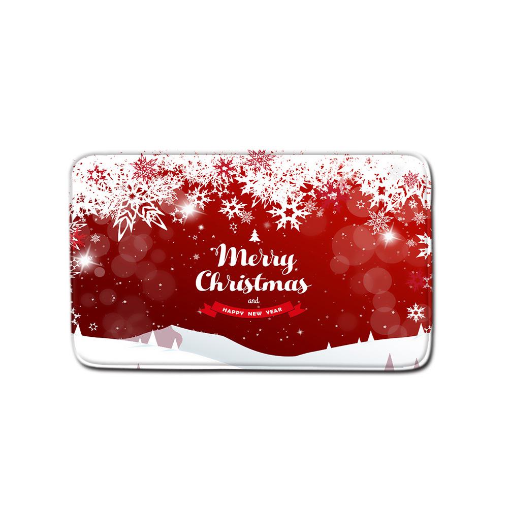 Christmas Bathroom Non-Slip Door Mat, Shower Curtain Floor Mat Combination Four-Piece Toilet Absorbent Carpet