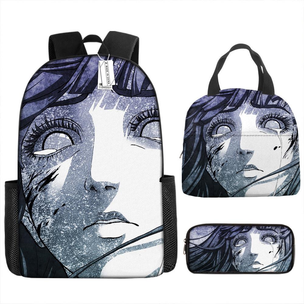 Рюкзак Наруто Рюкзак для начальной школы для мальчиков Рюкзак большой вместимости Сумка для ланча Пенал Набор из трех предметов