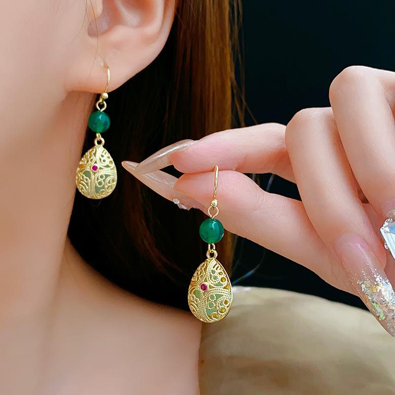 GemChic женские новые винтажные серьги с каплями воды и стразами, этнические модные серьги-крючки, подарок на день рождения, Рождество