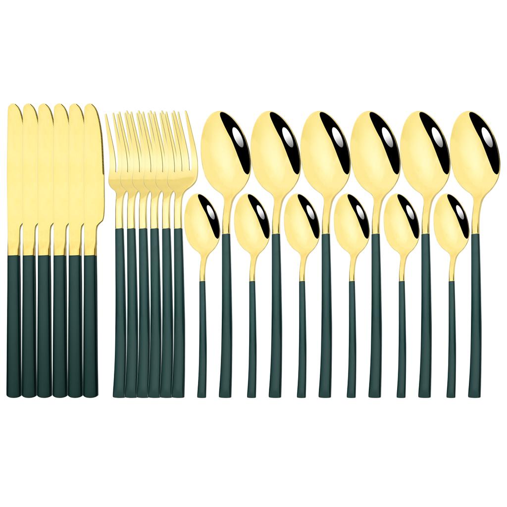 Набор столовых приборов из нержавеющей стали, 24 шт., ножи, вилка, ложка, ужин, посуда, вечерние кухонные столовые приборы, набор столового серебра