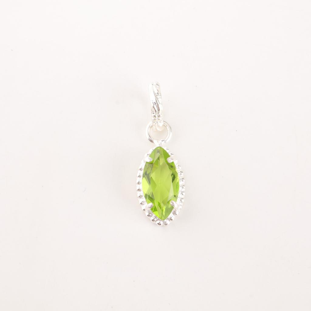 Marquise Peridot Gemstone 925 Sterling Silver Jewelry Handmade Women's Pendant PP-59-7