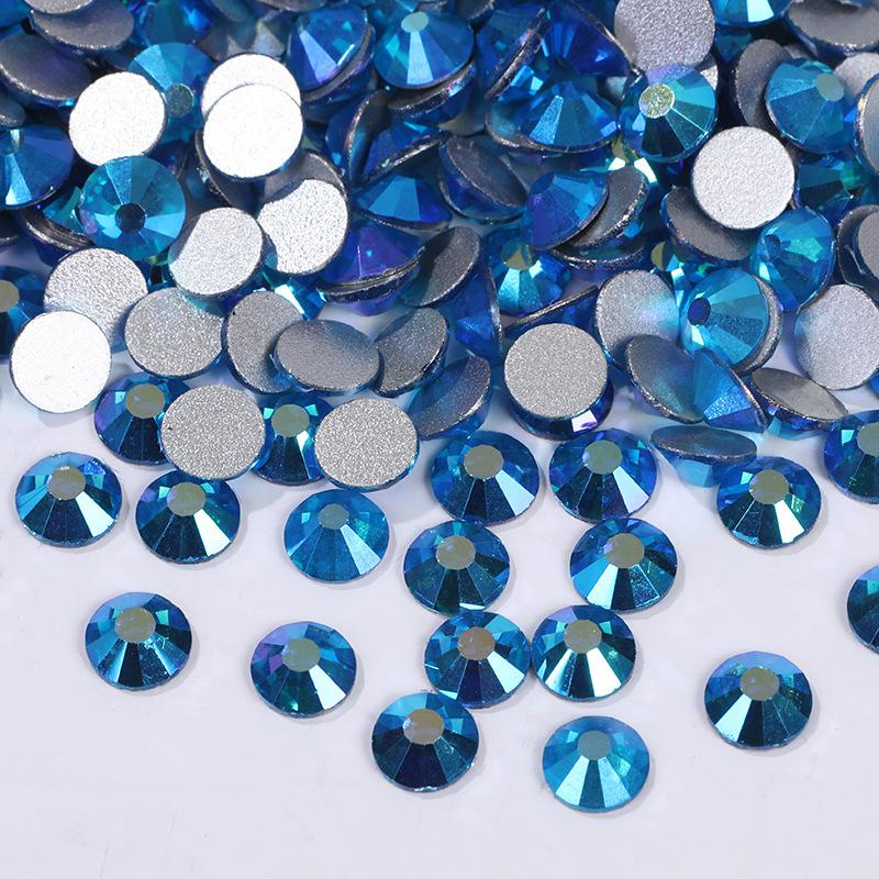 Цветной АБ Хрусталь Плоское Дно Сверло Круглое Сверло для Ногтей Сделай Сам Красочные Украшения для Ногтей