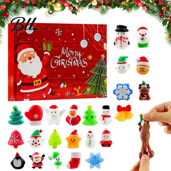 Festival Advent Calendar Merry Christmas Calendar, with 24 Stress Relief Squeeze Toys, Party Favors Days Xmas Countdown Box, Holiday Gift Box