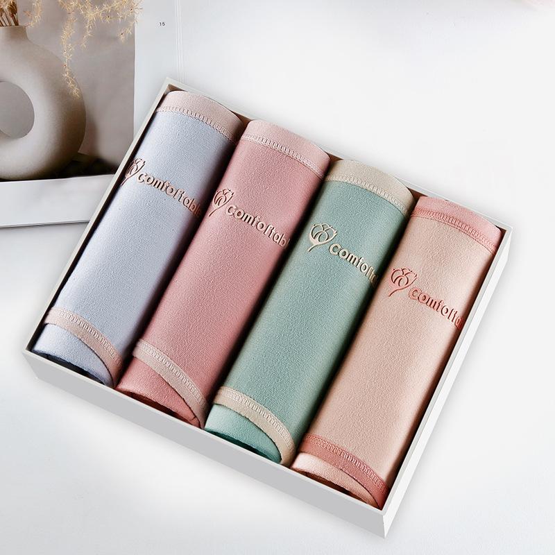 В штучной упаковке 4 хлопка, антибактериальное женское нижнее белье со средней талией, нижнее белье с принтом, простые модные треугольные брюки