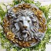 HD Printed Wooden Lion Head Decor, Wall Art Pre-drilled Holes, Round Sign, Door Hanger or Wreath Accent for Church Front Door Wall Hanging Decor Ideal