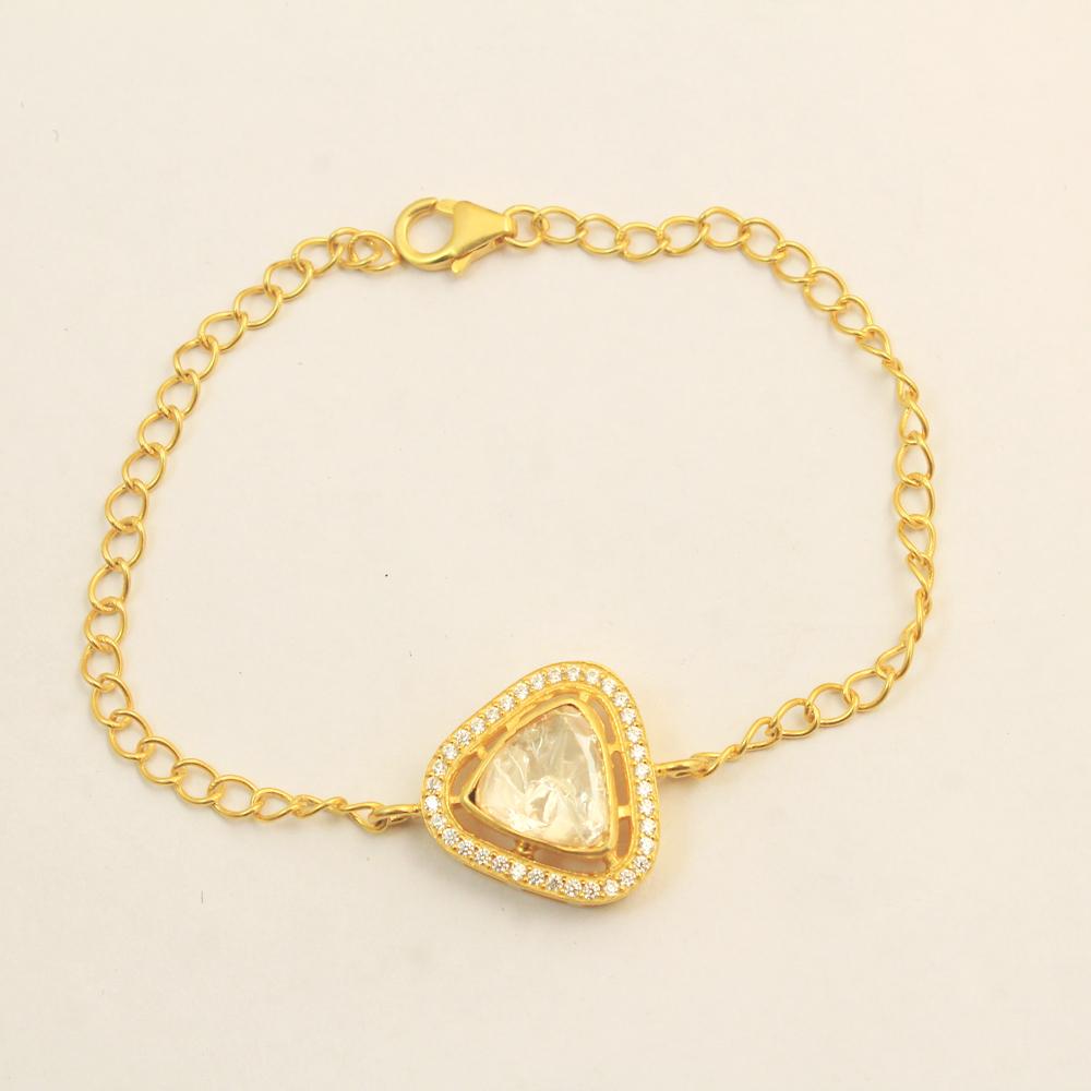 Браслет Kundan Polki с золотой отделкой, серебро 925 пробы